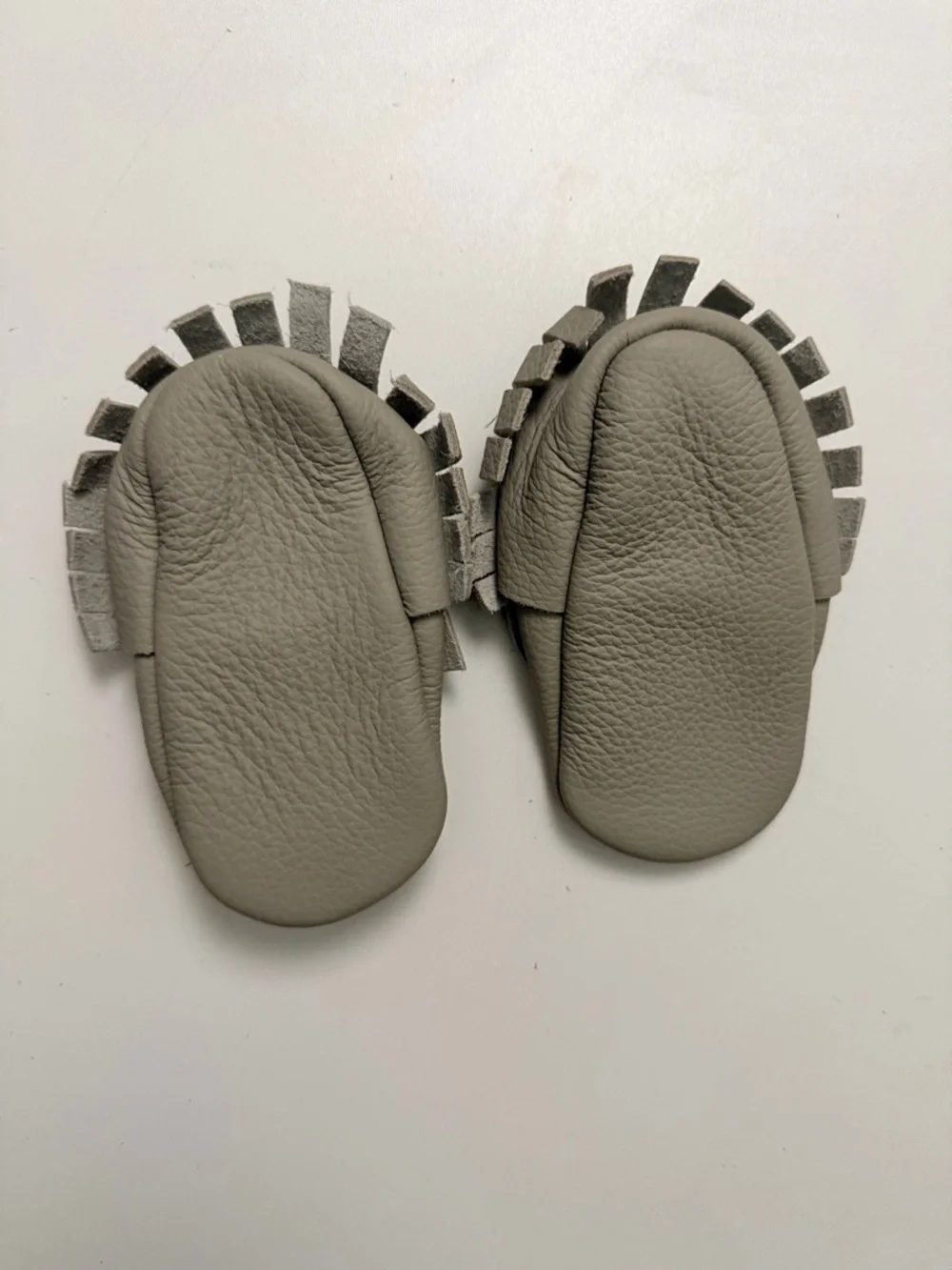 Bare Soles Moccasins Leather Soft Bow Grey Baby 12-18m Size 4